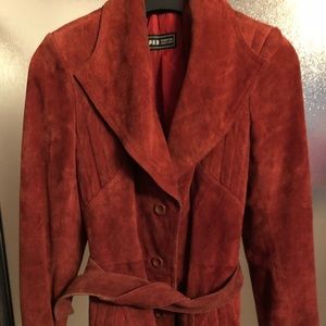 Vintage Red Suede mid length jacket